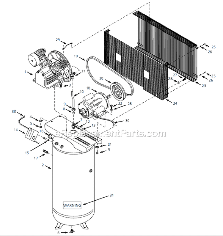 Page A Diagram and Parts List for HS7810 2000 Campbell Hausfeld Compressor